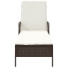 Napozó barna és krémfehér 55 x 200 x 92 cm polirattan