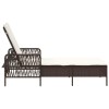 Napozó barna és krémfehér 55 x 200 x 92 cm polirattan