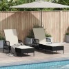 Napozó 3 pcs fekete és krémfehér 55 x 200 x 92 cm polirattan
