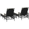Napozó 3 pcs fekete és krémfehér 55 x 200 x 92 cm polirattan