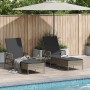 Napozó 3 pcs szürke és sötétszürke 55 x 200 x 92 cm polirattan