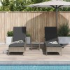 Napozó 3 pcs szürke és sötétszürke 55 x 200 x 92 cm polirattan
