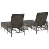 Napozó 3 pcs szürke és sötétszürke 55 x 200 x 92 cm polirattan