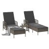 Napozó 3 pcs szürke és sötétszürke 55 x 200 x 92 cm polirattan