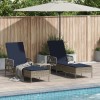 Napozó 3 pcs szürke és sötétkék 200 x 55 x 92 cm polirattan