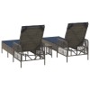 Napozó 3 pcs szürke és sötétkék 200 x 55 x 92 cm polirattan