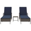 Napozó 3 pcs szürke és sötétkék 200 x 55 x 92 cm polirattan