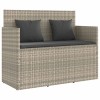 Világosszürke polyrattan kerti pad párnákkal
