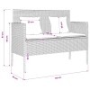 Szürke polyrattan akácfa kerti pad párnával