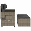 Szürke polyrattan dönthető kerti pad párnával