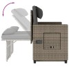 Szürke polyrattan dönthető kerti pad párnával