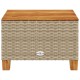 Bézs polyrattan és akácfa kerti asztal 55 x 55 x 36 cm