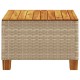 Bézs polyrattan és akácfa kerti asztal 55 x 55 x 36 cm