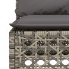 Szürke polyrattan karfa nélküli kerti kanapé párnával