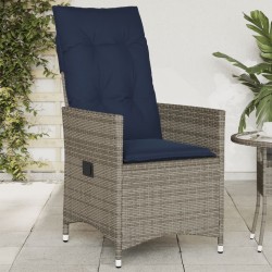 Szürke polyrattan dönthető kerti szék párnákkal