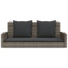Szürke polyrattan hintapad párnákkal 119x56x48 cm