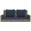 Szürke polyrattan hintapad párnákkal 119 x 56 x 48 cm