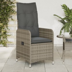 Szürke polyrattan dönthető kerti szék párnákkal