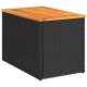 2 db fekete polyrattan és tömör fa kerti kisasztal 55x34x37 cm