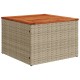 Bézs polyrattan és akácfa kerti asztal 55 x 55 x 37 cm