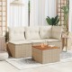 Bézs polyrattan és akácfa kerti asztal 55 x 55 x 37 cm