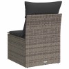 Szürke polyrattan karfa nélküli kerti kanapé párnával