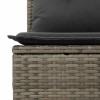 Szürke polyrattan karfa nélküli kerti kanapé párnával
