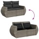 2 személyes szürke polyrattan kerti kanapé párnával