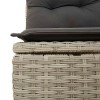 Világosszürke polyrattan karfa nélküli kerti kanapé párnával
