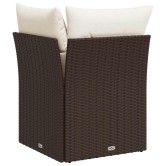 Barna polyrattan kerti sarokkanapé párnákkal