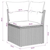 Barna polyrattan kerti sarokkanapé párnákkal