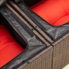 Kétszemélyes barna polyrattan kerti kanapé párnákkal
