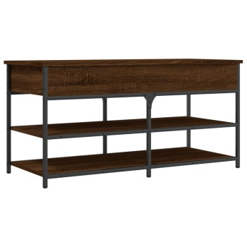Barna tölgy színű szerelt fa cipőtároló pad 100 x 42,5 x 50 cm