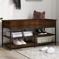 Barna tölgy színű szerelt fa cipőtároló pad 100 x 42,5 x 50 cm