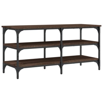 Barna tölgy színű szerelt fa cipőtároló pad 100 x 38,5 x 49 cm