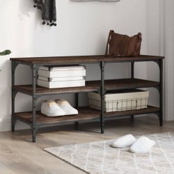 Barna tölgy színű szerelt fa cipőtároló pad 100 x 38,5 x 49 cm