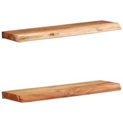 2 darab tömör akácfa fali polc 60x20x3,5 cm