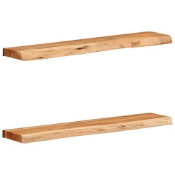 2 darab tömör akácfa fali polc 80x20x3,5 cm