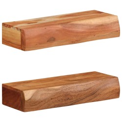 2 darab tömör akácfa fali polc 40x17x8 cm