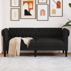 Fekete 2 személyes szövet chesterfield kanapé