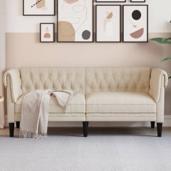2 személyes krémszínű szövet chesterfield kanapé