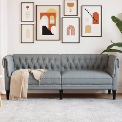Világosszürke 3 személyes szövet chesterfield kanapé