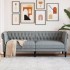 Világosszürke 3 személyes szövet chesterfield kanapé