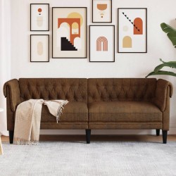 3 személyes barna szövet chesterfield kanapé