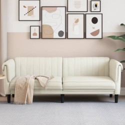 Krémszínű 3 személyes bársony kanapé