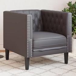 Szürke műbőr chesterfield kanapéfotel
