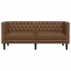 2 személyes barna műbőr chesterfield kanapé