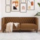 2 személyes barna műbőr chesterfield kanapé