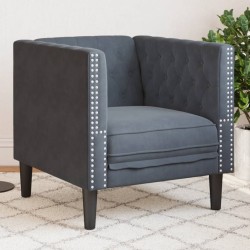 Sötétszürke bársony chesterfield kanapé