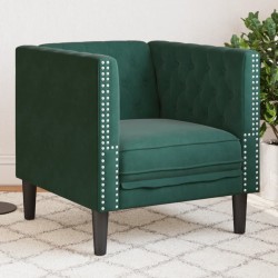 Sötétzöld bársony chesterfield kanapéfotel